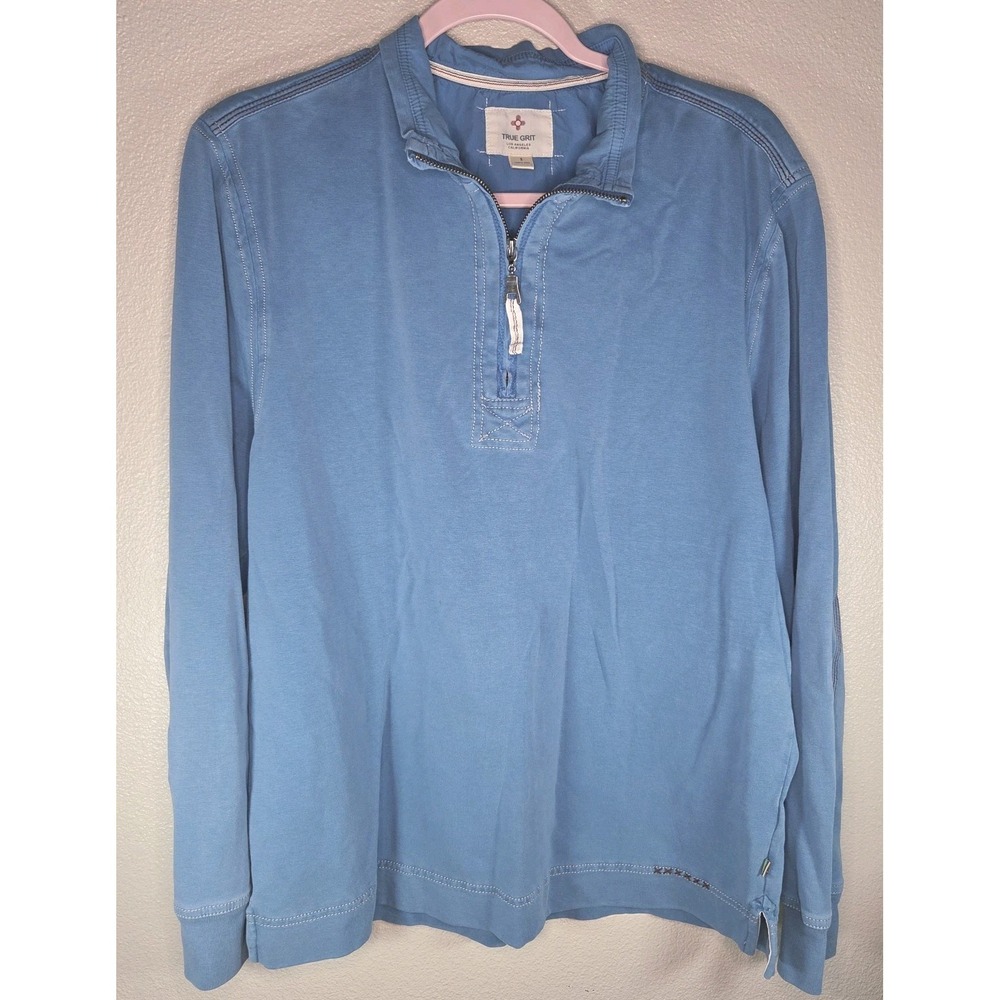 True Grit Quarter Zip‎ Pullover Blue Long Sleeve Lyocell Blend Top Size Small